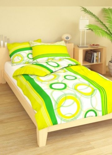Povlečení krep 140x200, 70x90cm Planety zelenožluté, Výběr zapínání: - zipový uzávěr Povlečení krep 140x200, 70x90cm Planety zelenožluté, Výběr zapínání: - zipový uzávěr