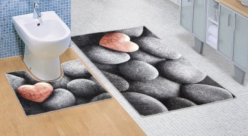 Koupelnová sada předložek 3D 60x100+60x50cm Tmavé kameny Koupelnová sada předložek 3D 60x100+60x50cm Tmavé kameny