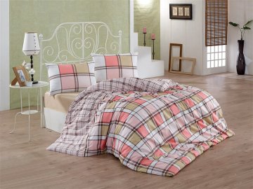 Povlečení francouzské bavlna 220x200,70x90 Iris salmon, Výběr zapínání: - zipový uzávěr Povlečení francouzské bavlna 220x200,70x90 Iris salmon, Výběr zapínání: - zipový uzávěr