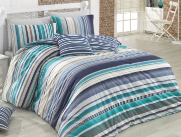 Povlečení francouzské bavlna 240x220,70x90 Dany blue, Výběr zapínání: - nitěný knoflík Povlečení francouzské bavlna 240x220,70x90 Dany blue, Výběr zapínání: - nitěný knoflík