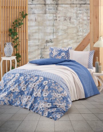 Povlečení bavlna 140x200, 70x90cm Dona blue, Výběr zapínání: - hotelový uzávěr Povlečení bavlna 140x200, 70x90cm Dona blue, Výběr zapínání: - hotelový uzávěr