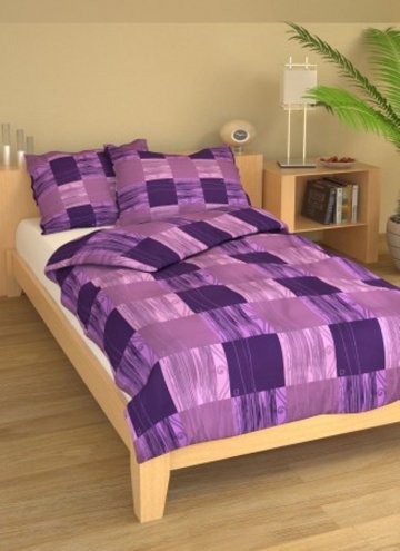 Povlečení francouzské krep 220x220, 70x90 Čtverečky fialové, Výběr zapínání: zipový uzávěr Povlečení francouzské krep 220x220, 70x90 Čtverečky fialové, Výběr zapínání: zipový uzávěr
