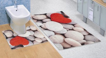 Koupelnová sada předložek 3D 60x100+60x50cm Světlé kameny Koupelnová sada předložek 3D 60x100+60x50cm Světlé kameny