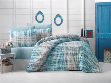 Povlečení francouzské krep 220x220, 70x90 Azur blue, Výběr zapínání: - nitěný knoflík Povlečení francouzské krep 220x220, 70x90 Azur blue, Výběr zapínání: - nitěný knoflík