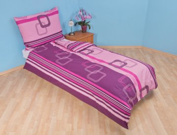 Povlečení francouzské bavlna 220x220,70x90 Čtverce fialové, Výběr zapínání: - nitěný knoflík Povlečení francouzské bavlna 220x220,70x90 Čtverce fialové, Výběr zapínání: - nitěný knoflík