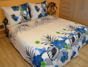Povlečení francouzské bavlna 220x220,70x90 Lilie modrá, Výběr zapínání: zipový uzávěr Povlečení francouzské bavlna 220x220,70x90 Lilie modrá, Výběr zapínání: zipový uzávěr