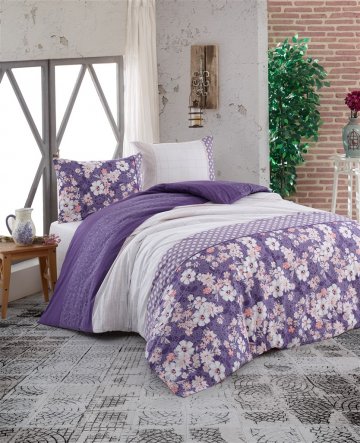 Prodloužené povlečení bavlna 140x220, 70x90cm Dona purple, Výběr zapínání: - zipový uzávěr Prodloužené povlečení bavlna 140x220, 70x90cm Dona purple, Výběr zapínání: - zipový uzávěr