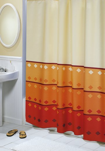 Koupelnový závěs Geometrie oranžová Koupelnový závěs Geometrie oranžová