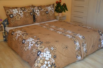 Prodloužené povlečení krep 140x220, 70x90cm Louka hnědá, Výběr zapínání: zipový uzávěr Prodloužené povlečení krep 140x220, 70x90cm Louka hnědá, Výběr zapínání: zipový uzávěr