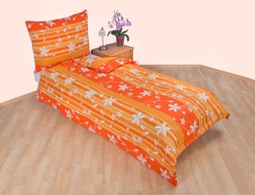Povlečení bavlna 140x200, 70x90cm Listy oranžové, Výběr zapínání: zipový uzávěr Povlečení bavlna 140x200, 70x90cm Listy oranžové, Výběr zapínání: zipový uzávěr