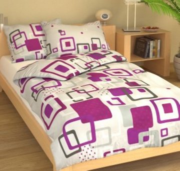 Povlečení bavlna 140x200, 70x90cm Hlavolam fialový, Výběr zapínání: - nitěný knoflík Povlečení bavlna 140x200, 70x90cm Hlavolam fialový, Výběr zapínání: - nitěný knoflík