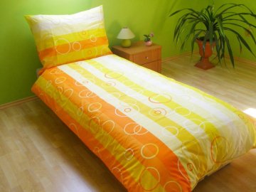 Povlečení francouzské bavlna 220x200,70x90 Bublina oranžová, Výběr zapínání: - nitěný knoflík Povlečení francouzské bavlna 220x200,70x90 Bublina oranžová, Výběr zapínání: - nitěný knoflík