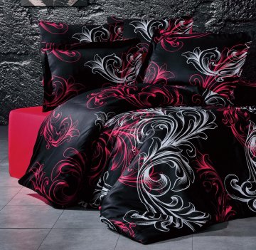 Francouzské povlečení Satén 200x200, 70x90cm Atlantis red, Výběr zapínání: zipový uzávěr Francouzské povlečení Satén 200x200, 70x90cm Atlantis red, Výběr zapínání: zipový uzávěr