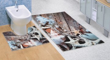 Koupelnová sada předložek 3D 60x100+60x50cm Mořské lastury Koupelnová sada předložek 3D 60x100+60x50cm Mořské lastury