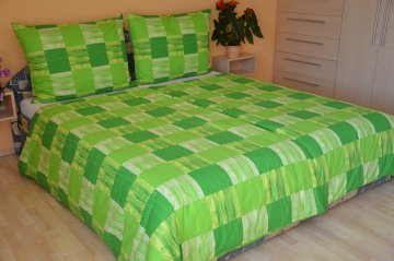 Prodloužené povlečení krep 140x220, 70x90cm Domino zelené, Výběr zapínání: - zipový uzávěr Prodloužené povlečení krep 140x220, 70x90cm Domino zelené, Výběr zapínání: - zipový uzávěr