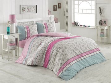 Povlečení francouzské bavlna 240x220,70x90 Mija růžová, Výběr zapínání: - nitěný knoflík Povlečení francouzské bavlna 240x220,70x90 Mija růžová, Výběr zapínání: - nitěný knoflík
