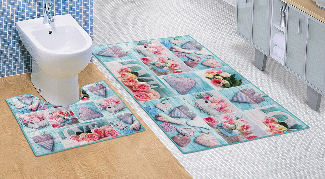 Koupelnová sada předložek 3D 60x100+60x50cm Patchwork tyrkysový Koupelnová sada předložek 3D 60x100+60x50cm Patchwork tyrkysový