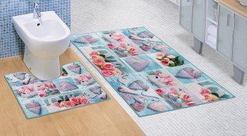 Koupelnová sada předložek 3D 60x100+60x50cm Patchwork tyrkysový Koupelnová sada předložek 3D 60x100+60x50cm Patchwork tyrkysový