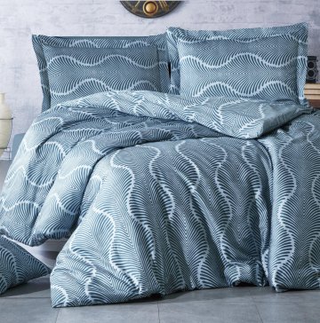 Francouzské povlečení Satén 240x220, 70x90cm Hira blue, Výběr zapínání: zipový uzávěr Francouzské povlečení Satén 240x220, 70x90cm Hira blue, Výběr zapínání: zipový uzávěr