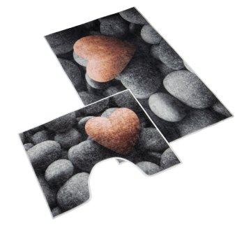 Koupelnová sada předložek 3D 60x100+60x50cm Tmavé kameny