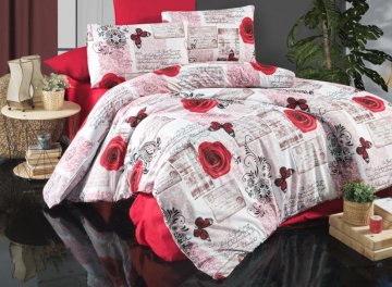 Prodloužené povlečení bavlna 140x220, 70x90cm Red roses, Výběr zapínání: zipový uzávěr